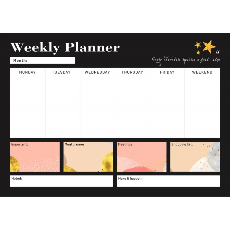 Bloc Planificador Semanal A3 Glitter Gold 3 Bloc Planificador Semanal A3 Glitter Gold