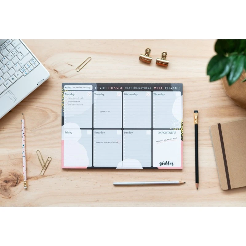 Bloc Planificador Semanal A4 Glitter Gold Dreams 6 Bloc Planificador Semanal A4 Glitter Gold Dreams - Imagen 4