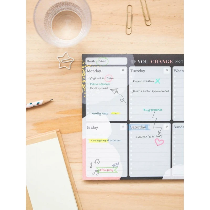 Bloc Planificador Semanal A4 Glitter Gold Dreams 10 Bloc Planificador Semanal A4 Glitter Gold Dreams - Imagen 8