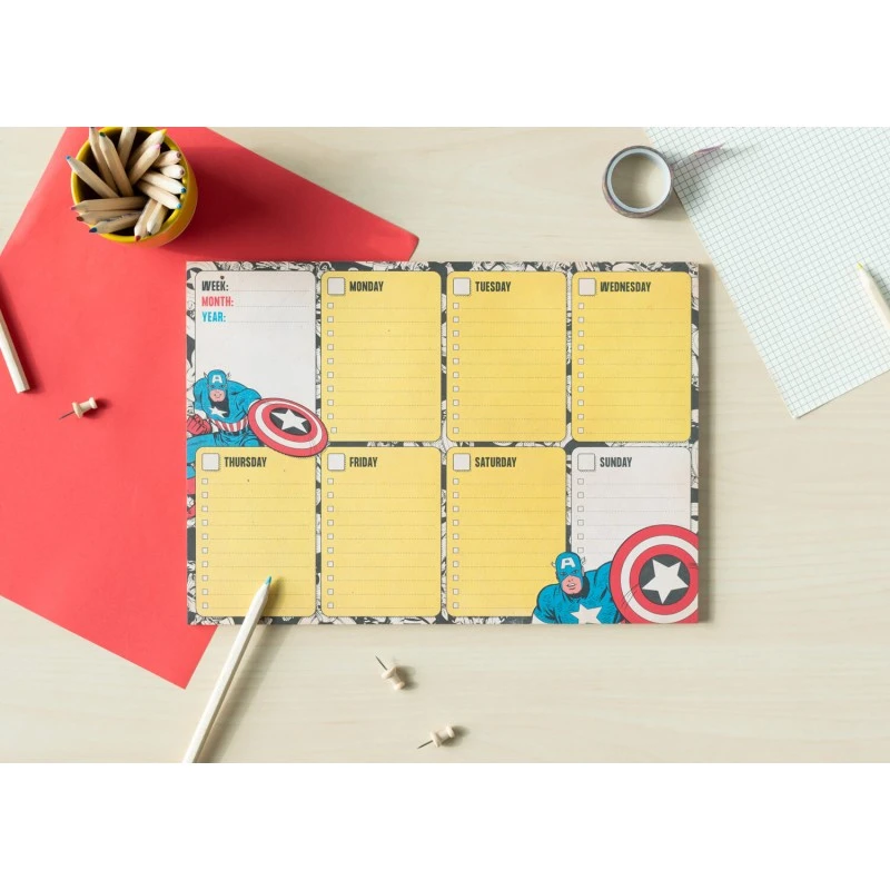 Bloc Planificador Semanal Capitan America Escudo Marvel A4 5 Bloc Planificador Semanal Capitan America Escudo Marvel A4 - Imagen 3