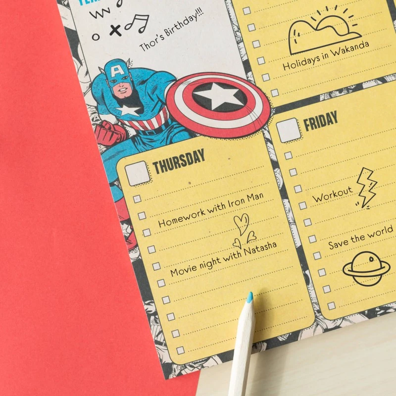 Bloc Planificador Semanal Capitan America Escudo Marvel A4 6 Bloc Planificador Semanal Capitan America Escudo Marvel A4 - Imagen 4