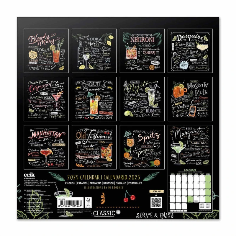Calendario De Pared 2025 Cocktails 4 Calendario De Pared 2025 Cocktails - Imagen 2