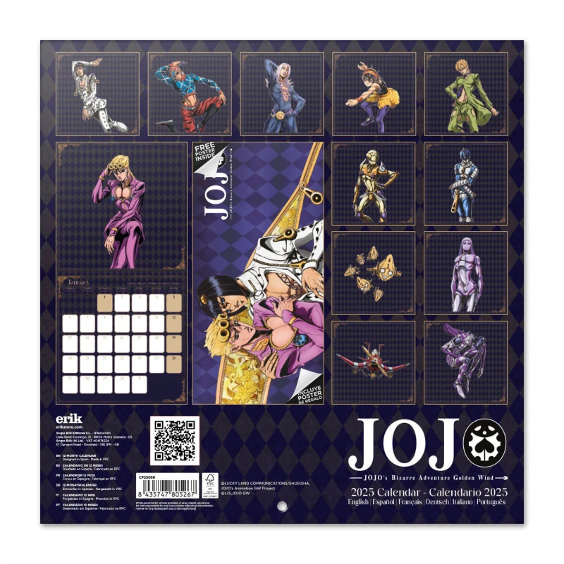 Calendario De Pared 2025 Jojos Bizarre Adventure 4 Calendario De Pared 2025 Jojos Bizarre Adventure - Imagen 2