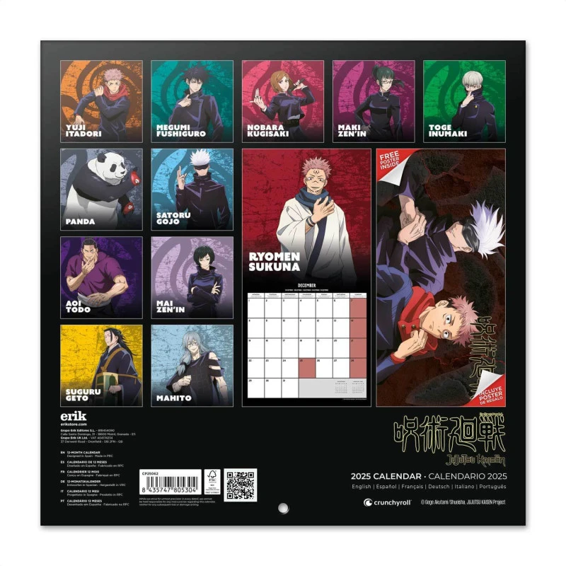Calendario De Pared 2025 Jujutsu Kaisen 4 Calendario De Pared 2025 Jujutsu Kaisen - Imagen 2