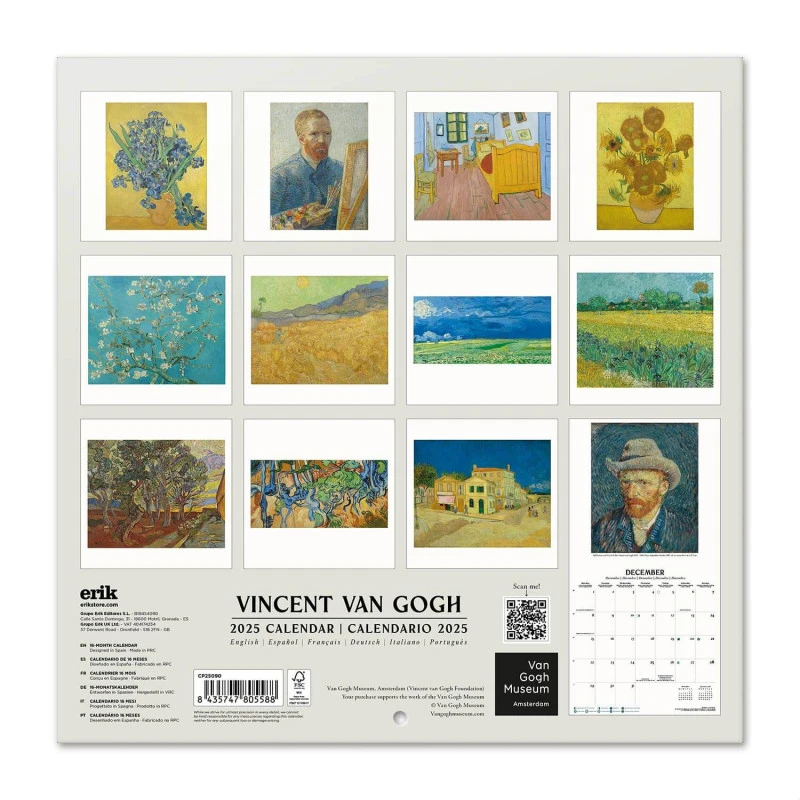 Calendario De Pared 2025 Vincent Van Gogh 4 Calendario De Pared 2025 Vincent Van Gogh - Imagen 2