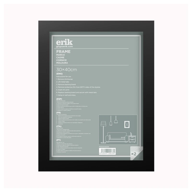 Marco 30x40 Cm MDF Negro Láminas 3 Marco 30x40 Cm MDF Negro Láminas