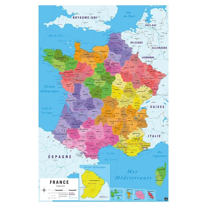 Poster Francia Carte De France 3 Poster Francia Carte De France