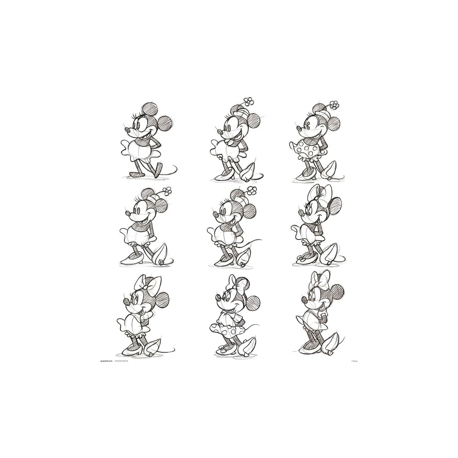 Mickey Mouse Print Minnie Mouse Bocetos Disney 30X30 Cm 3 Mickey Mouse Print Minnie Mouse Bocetos Disney 30X30 Cm