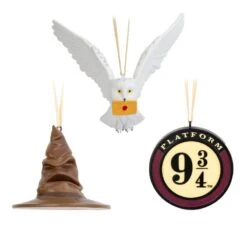 Set Adornos Navidad Harry Potter Sombrero Seleccionador Anden 9 3/4 Y Hedwig