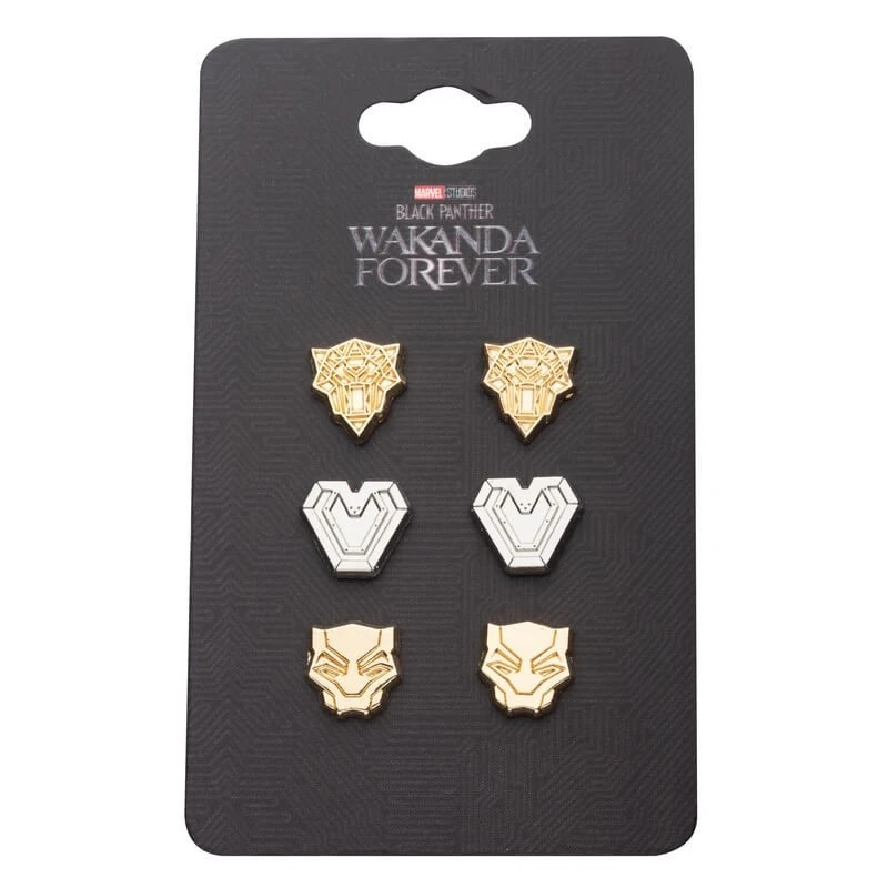 Set Pendientes Black Panther Wakanda Forever Simbolos Marvel 3 Set Pendientes Black Panther Wakanda Forever Simbolos Marvel