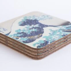 Set De Posavasos La Gran Ola De Kanagawa Hokusai -Eric Ventas set posavasos hokusai 2